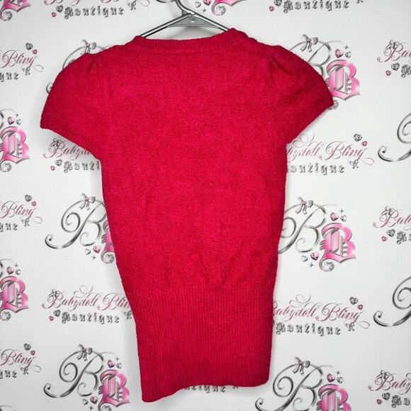 Bebe fur top baby fur chenille soft bright pink rhinestone Swarovski crystals - Picture 4 of 8